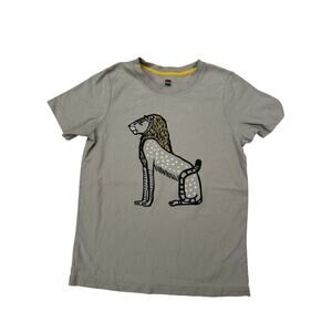 TEA COLLECTION Regal Lion Tee Size 10 Kids Short Sleeve Gray Black 100% Cotton